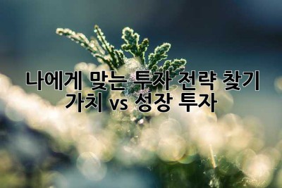 나에게 맞는 투자 전략 찾기: 가치 vs 성장 투자