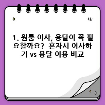 원룸 이사 용달 비교: 최저가부터 안전까지, 나에게 맞는 용달 찾기 완벽 가이드