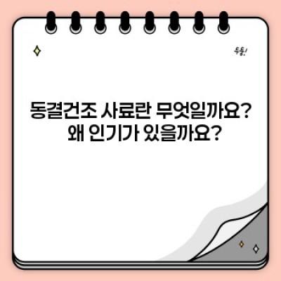 동결건조사료 완벽 가이드: 장단점 비교 및 선택 가이드