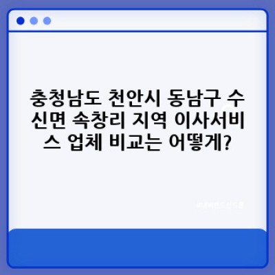 충청남도 천안시 동남구 수신면 속창리 이사 시간 조정: 이사서비스 완벽 가이드