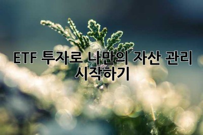 ETF 투자로 나만의 자산 관리 시작하기 ✨